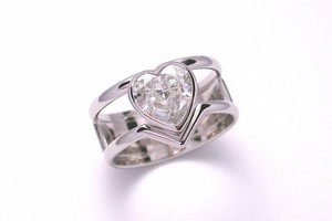 bespoke 2.50ct heart cut diamond dress ring handmade in platinum by charmian beaton design