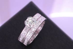 bespoke 18ct white gold and diamond engagament and wedding ring suite  handmade by charmian beaton design