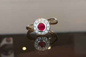 Bespoke Ruby and diamond dress ring handmade in 18ct white gold by charmian beaton design