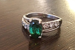 handmade ring in 18ct white gold tourmaline and diamond remodel by charmian beaton deisgn