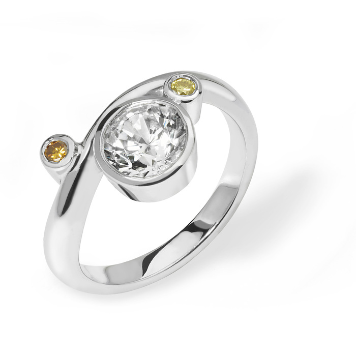 Eva  - contemporary platinum and diamond engagement ring