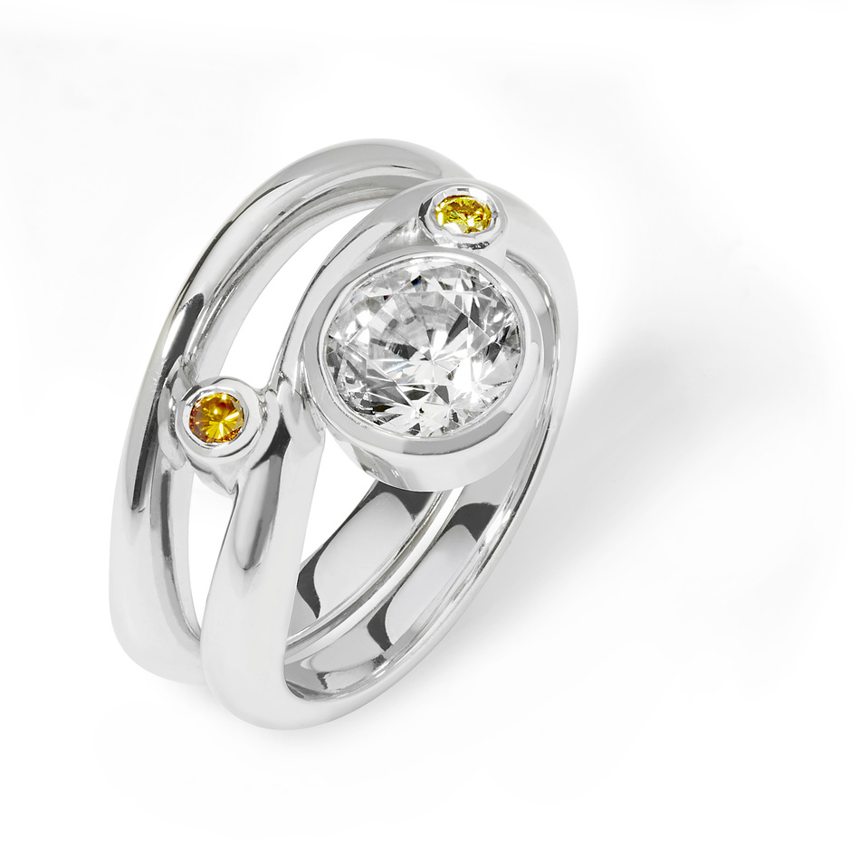 Eva - contemporary platinum and diamond engagement ring